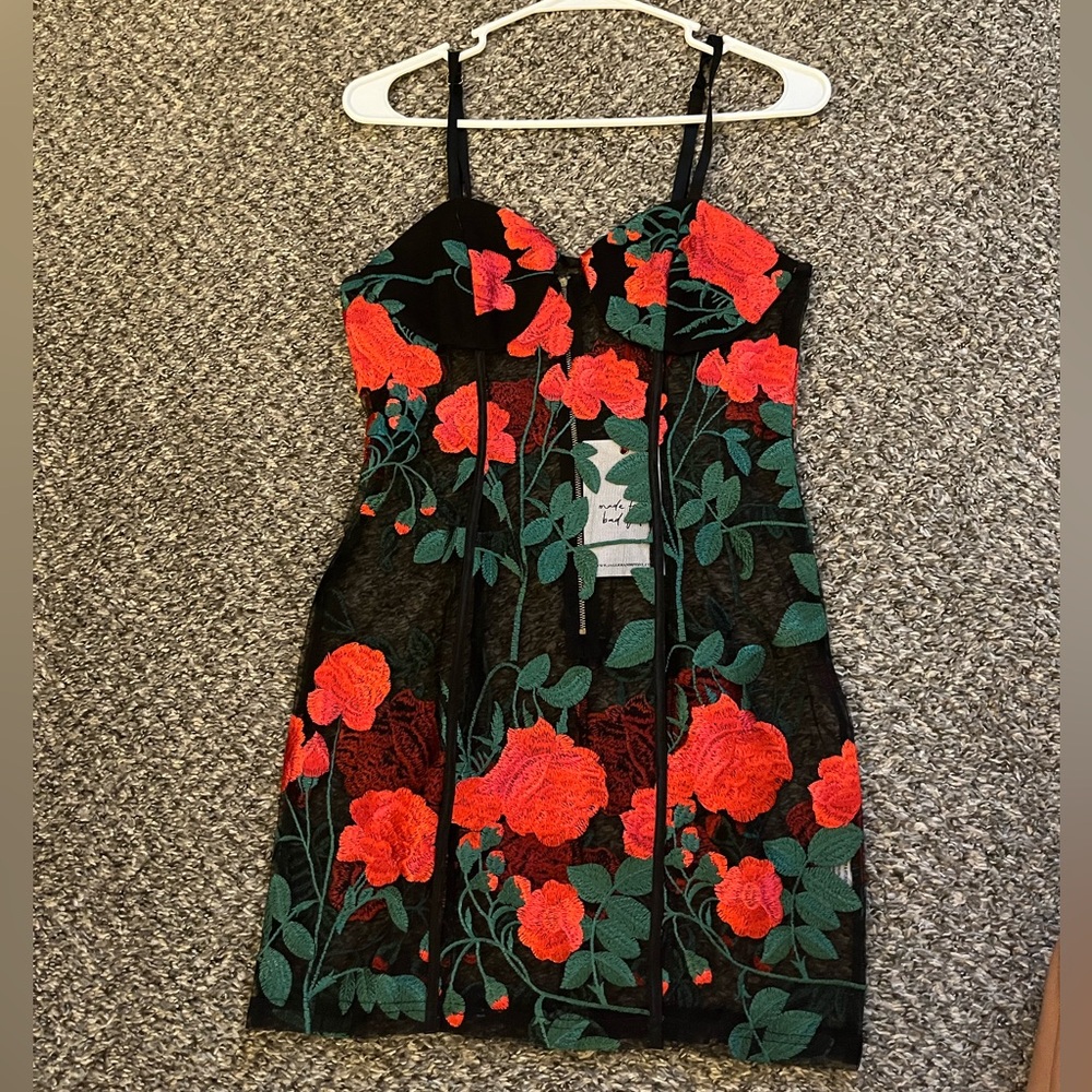 Jager and Stone embroidered floral mesh dress